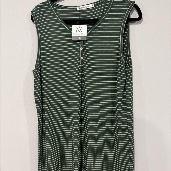 Michelle Mae Tops - Michelle Mae Green Striped Women's Top - 1X